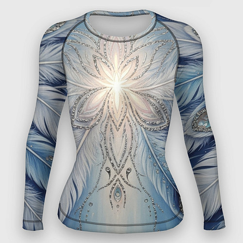 Женский рашгард Ледяной перьевой орнамент со светом / 3D-принт – фото 1