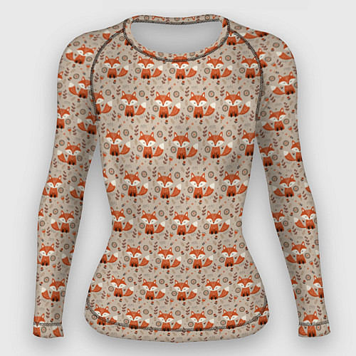 Женский рашгард Лиса сидит среди цветов и листьев / 3D-принт – фото 1