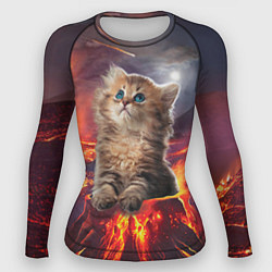 Рашгард женский Кот на вулкане, цвет: 3D-принт
