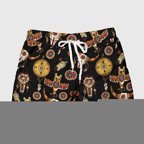 Женские шорты Индейские культовые символы / 3D-принт – фото 1