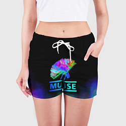 Шорты женские Muse: Neon Flower, цвет: 3D-принт — фото 2