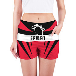 Шорты женские Sport: Red Style, цвет: 3D-принт — фото 2