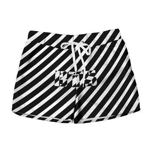 Женские шорты BTS: B&W Stripes / 3D-принт – фото 1