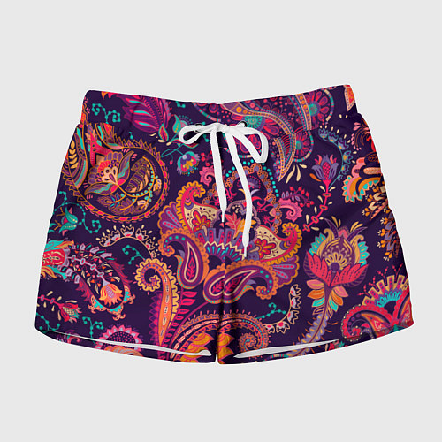 Женские шорты Орнамент пейсли - розовый / 3D-принт – фото 1