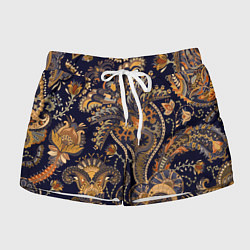 Женские шорты Орнамент пейсли - золотой