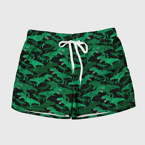 Женские шорты Зелёные тираннозавры - камуфляж / 3D-принт – фото 1