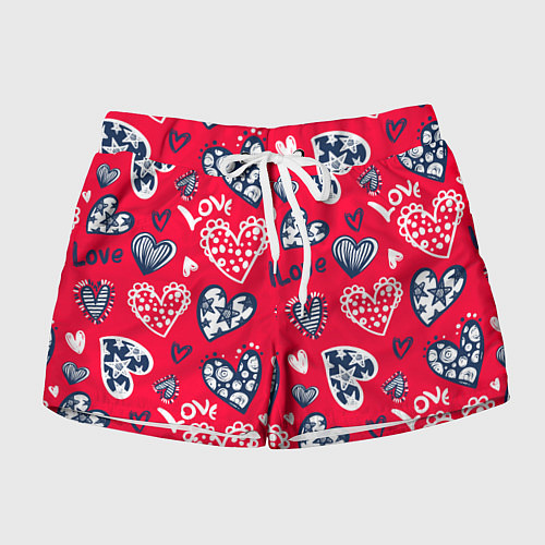 Женские шорты Сердечки - паттерн / 3D-принт – фото 1