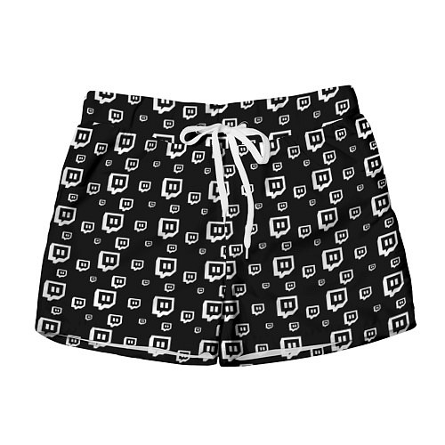 Женские шорты Twitch: Black Pattern / 3D-принт – фото 1