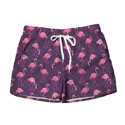 Женские шорты Фиолетовые фламинго / 3D-принт – фото 1