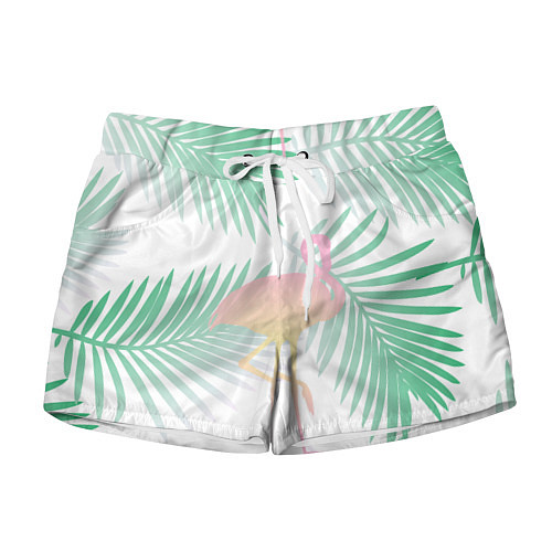 Женские шорты Фламинго в джунглях / 3D-принт – фото 1