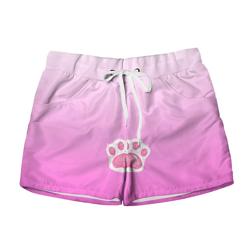 Женские шорты Розовая лапка с подушечками / 3D-принт – фото 1
