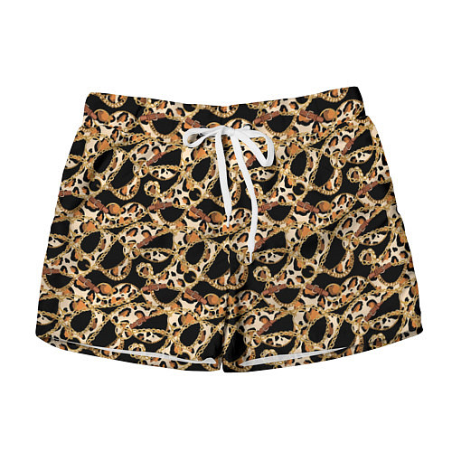 Женские шорты Versace Леопардовая текстура / 3D-принт – фото 1