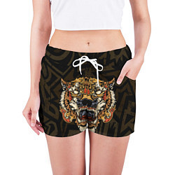 Шорты женские Тигровый стимпанк Tiger, цвет: 3D-принт — фото 2
