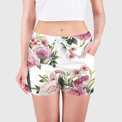 Шорты женские Розовые розы, цвет: 3D-принт — фото 2