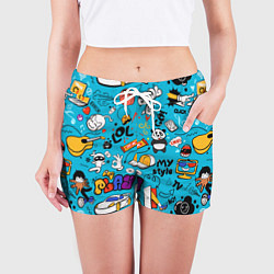 Шорты женские Детское граффити, цвет: 3D-принт — фото 2