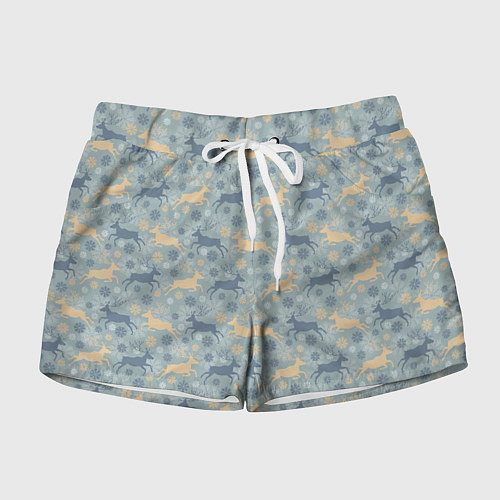 Женские шорты Новогодние Олени / 3D-принт – фото 1