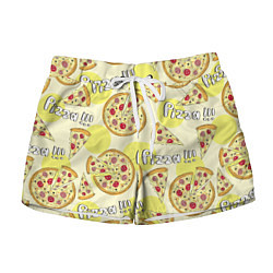 Женские шорты Узор - Пицца на желтом
