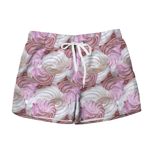 Женские шорты Зефир белый и розовый / 3D-принт – фото 1