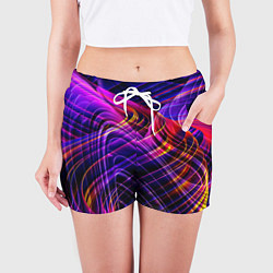 Шорты женские ЦВЕТНЫЕ ЛИНИИ, цвет: 3D-принт — фото 2