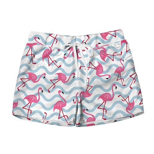 Женские шорты Фламинго Волны / 3D-принт – фото 1