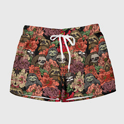 Женские шорты Ленивец & Цветочки