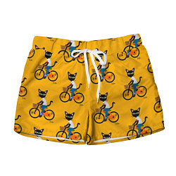 Шорты женские Котики на велосипедах, цвет: 3D-принт