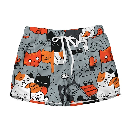 Женские шорты Разноцветные коты / 3D-принт – фото 1