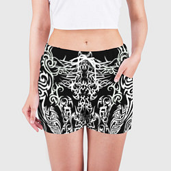Шорты женские ТАТУ ЧЕРНО БЕЛОЕ УЗОР, цвет: 3D-принт — фото 2