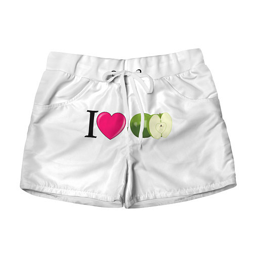 Женские шорты I LOVE APPLE / 3D-принт – фото 1