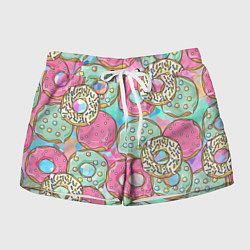 Шорты женские РазНоцветные Пончики, цвет: 3D-принт