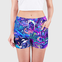 Шорты женские Неоновые Звери, цвет: 3D-принт — фото 2