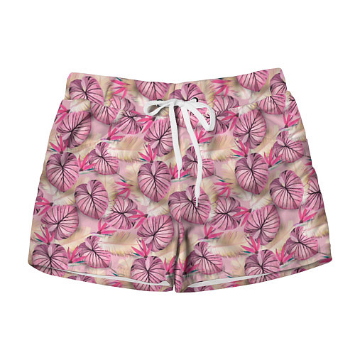 Женские шорты Розовый тропический узор / 3D-принт – фото 1