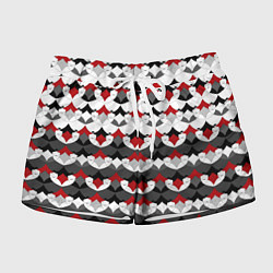 Шорты женские Абстрактный красно-серый узор, цвет: 3D-принт