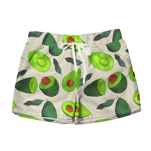 Женские шорты Авокадо - фруктовый паттерн / 3D-принт – фото 1