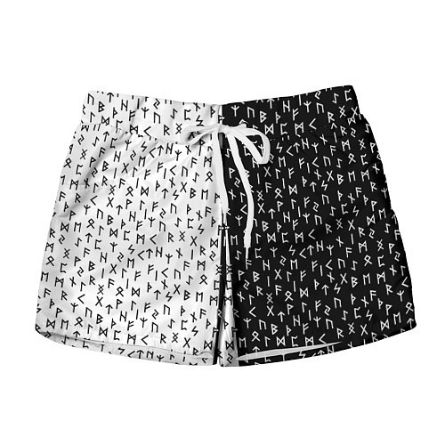 Женские шорты Руны чёрно-белое / 3D-принт – фото 1