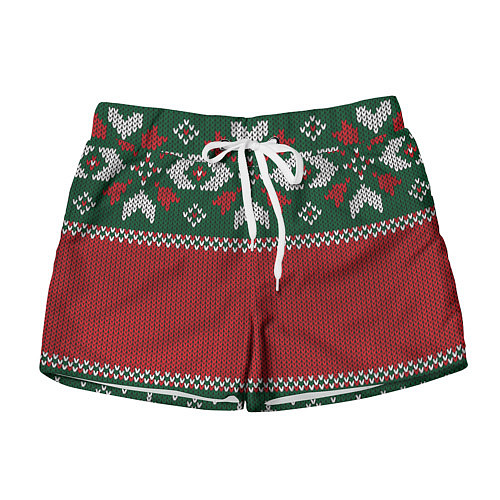 Женские шорты Knitted Christmas Pattern / 3D-принт – фото 1