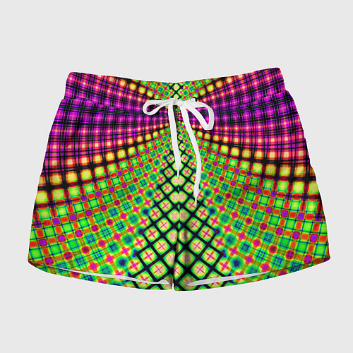 Женские шорты Неоновая геометрия абстракция / 3D-принт – фото 1