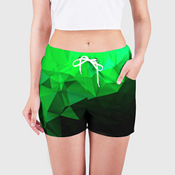 Шорты женские Изумрудный Зеленый Геометрия, цвет: 3D-принт — фото 2