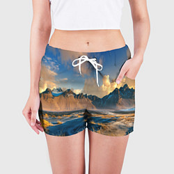 Шорты женские Красивый горный пейзаж, цвет: 3D-принт — фото 2
