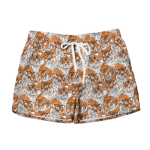 Женские шорты Тигры рисованный стиль / 3D-принт – фото 1