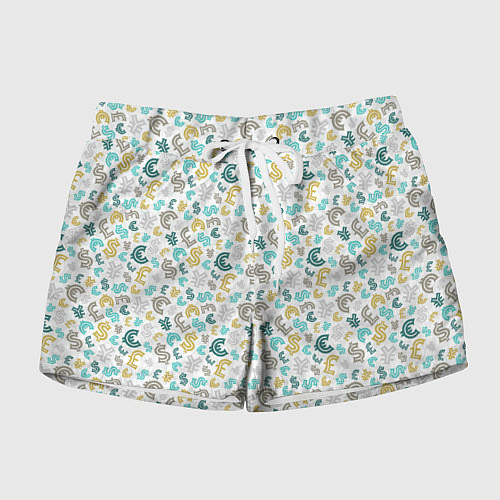 Женские шорты Знаки Денежных Валют / 3D-принт – фото 1