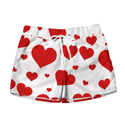 Женские шорты Красные сердечки Heart / 3D-принт – фото 1