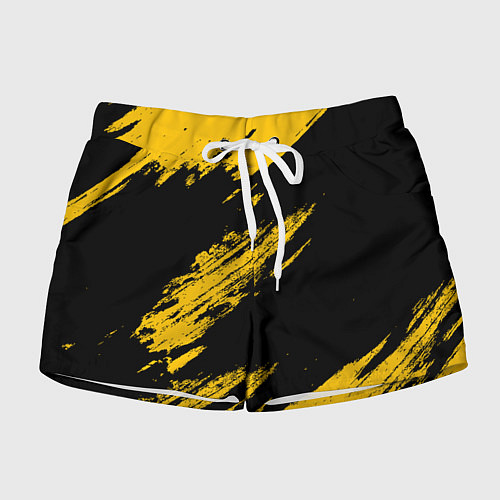 Женские шорты BLACK AND YELLOW GRUNGE ГРАНЖ / 3D-принт – фото 1
