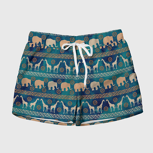 Женские шорты Жирафы и слоны / 3D-принт – фото 1