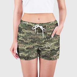 Шорты женские Peace, Love камуфляж, цвет: 3D-принт — фото 2