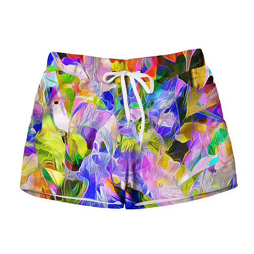 Женские шорты Красочный цветочный узор Весна - Лето 2023 Colorfu / 3D-принт – фото 1