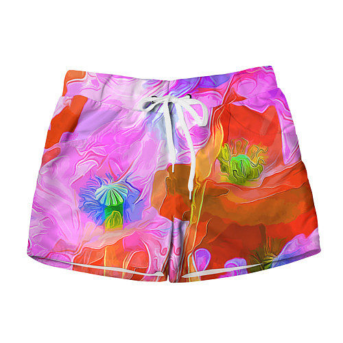 Женские шорты Красочный цветочный паттерн Весна - Лето 2025 Colo / 3D-принт – фото 1