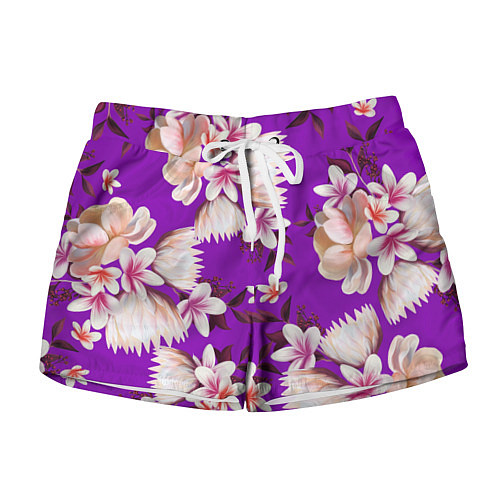 Женские шорты Цветы Фиолетовый Цветок / 3D-принт – фото 1