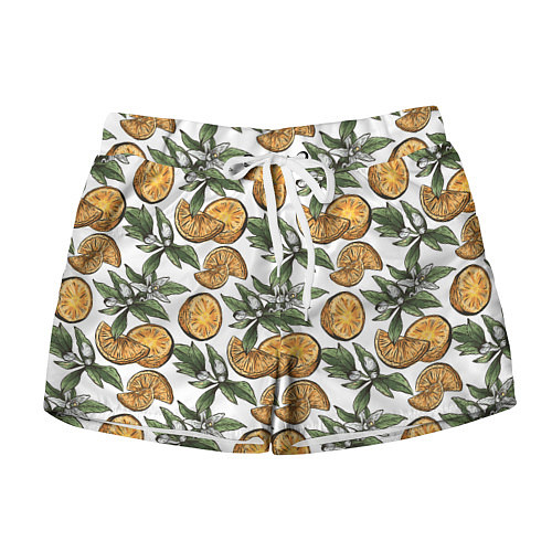 Женские шорты Узор из тропических апельсинов / 3D-принт – фото 1