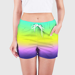 Шорты женские Разноцветный размытый фон градиент, цвет: 3D-принт — фото 2